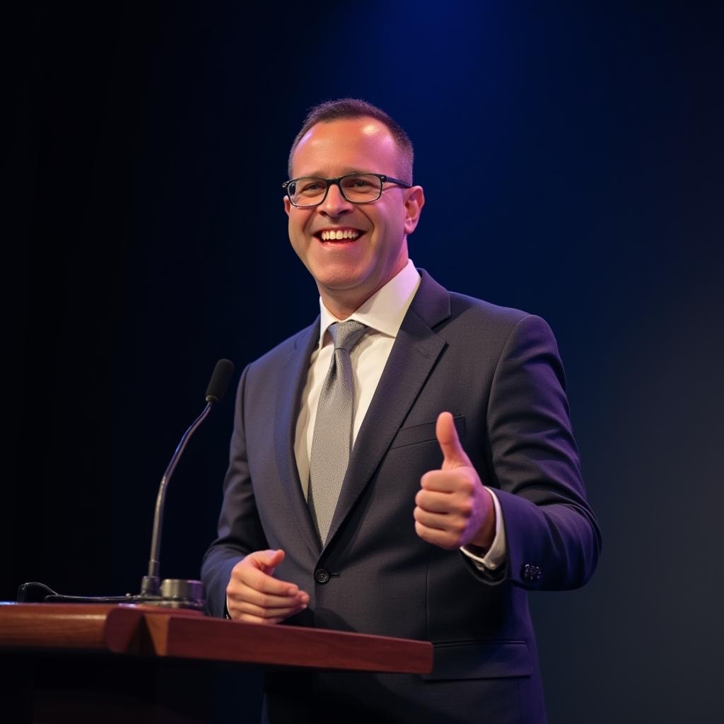 Dr. Brandon Croud speaking at a podium